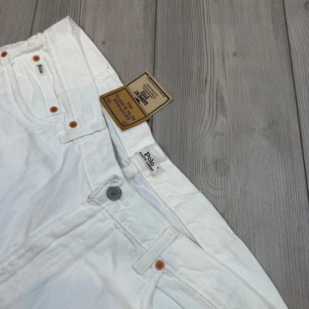Polo Ralph Lauren Varick Slim Straight Hemp Denim Jeans White 38x32 NWT